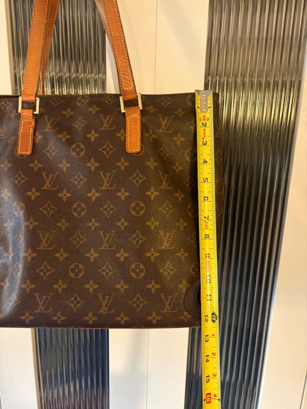 Louis Vuitton Monogram Canvas Tote with Cognac Straps - Picture 14 of 16